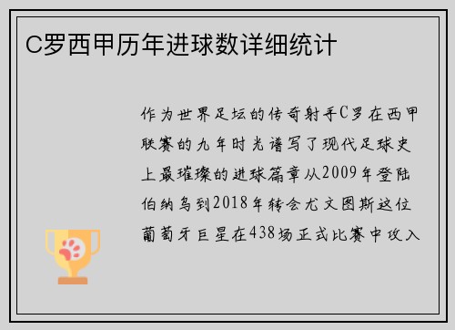 C罗西甲历年进球数详细统计